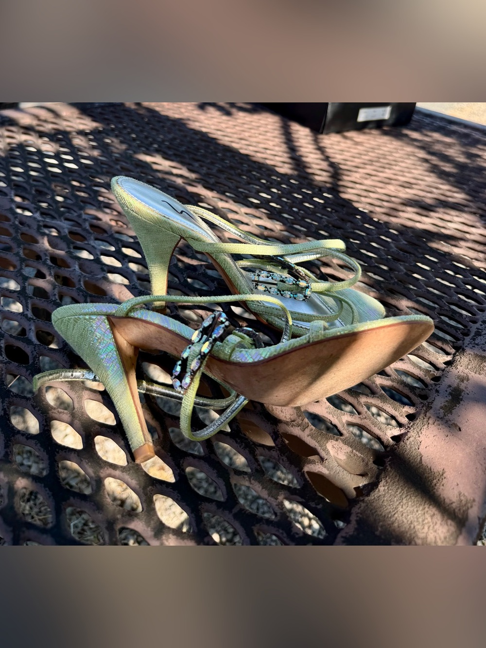 Nina Green Iridescent Strappy High Heel Sandals
